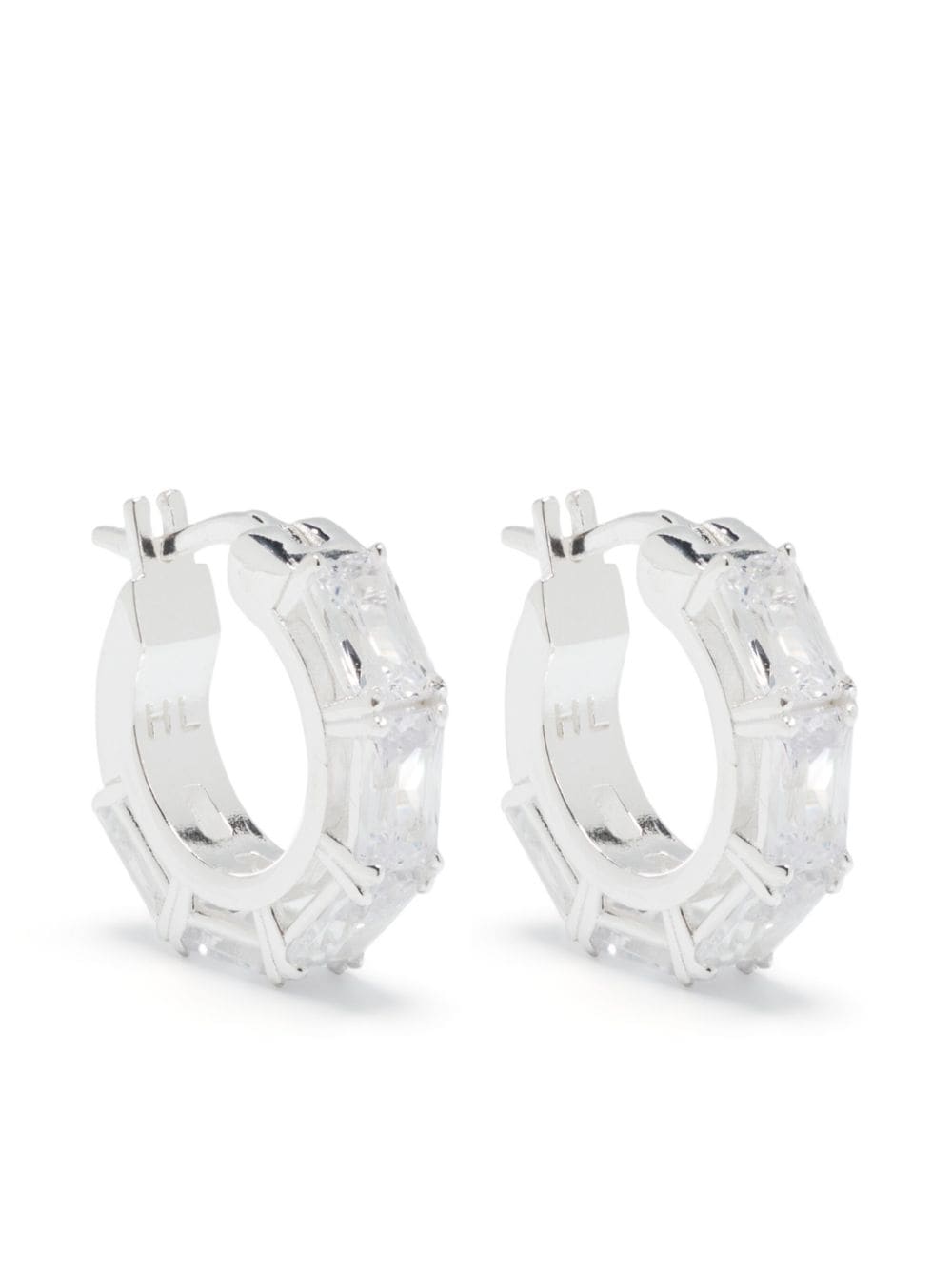 Silver crystal-embellished chunky-hoop earrings - women